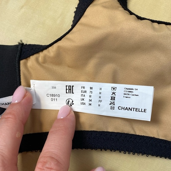 Chantelle 34 H Black Tan Magnifique Minimizer Bra Seamless Unlined Classic Stapl - Picture 3 of 13